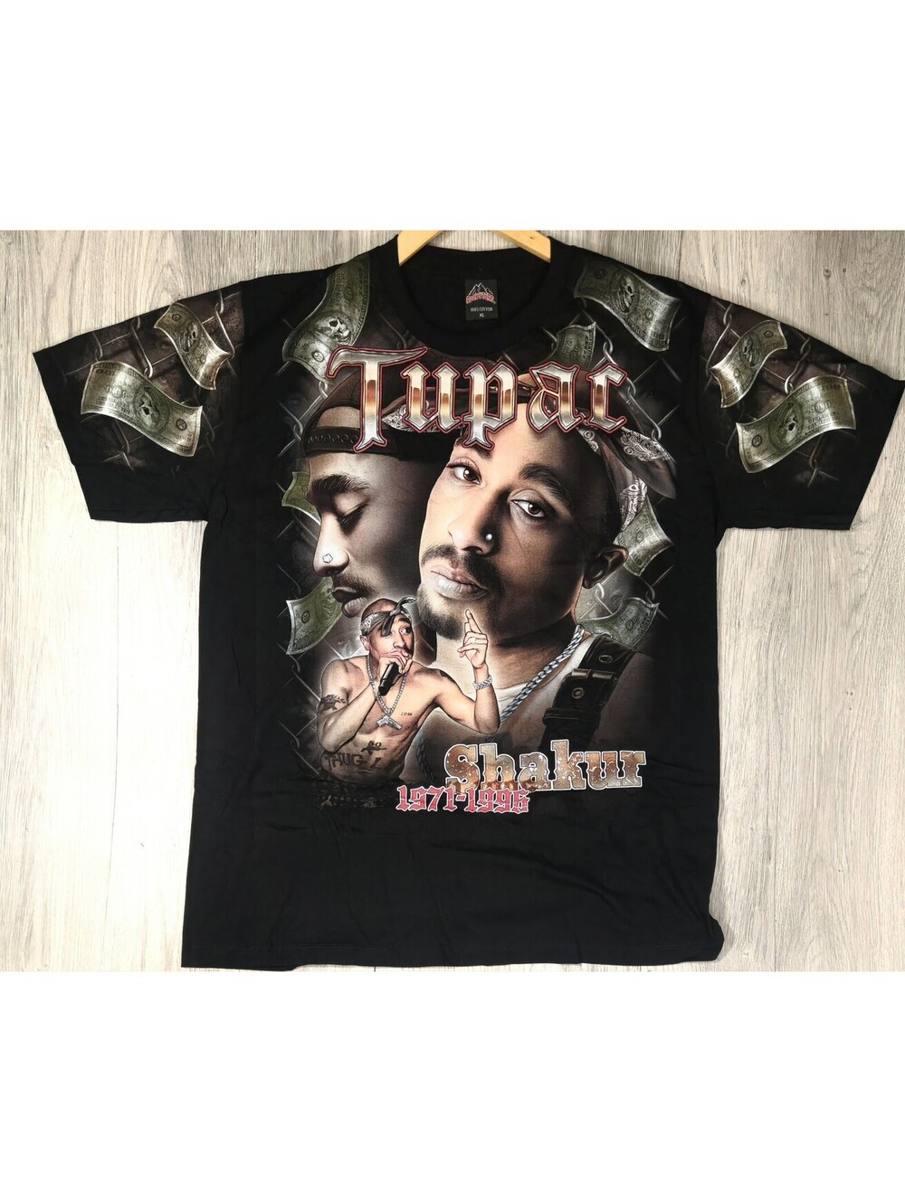 RARE Tupac Shakur 2Pac Glow In Dark Thug Life Double Sided Rap Tee XL NWOT